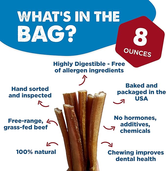 Best Bully Sticks Odorless 4-8 Inch Odor-Free Bully Sticks for Dogs - 100% Natural Grass-Fed Beef for Small, Medium, Large Dogs and Puppies - Grain and Rawhide Free Bully Stick Dog Chews | 8 oz