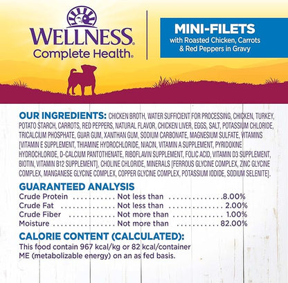 Wellness Petite Entrées Mini-Filets with Roasted Chicken, Carrots & Red Peppers in Gravy, 3-Ounce Cup (Pack of 12)
