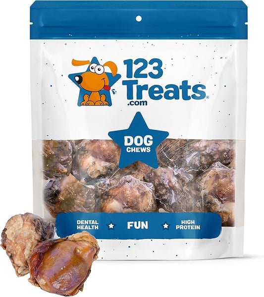 Dog Bone Knee Caps - 100% Natural & Long Lasting Beef Chews Beef Chew Treats for Pets - Ideal for Small to Large Dogs (30 Count - Made in USA)