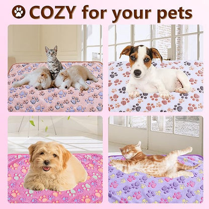 UTTPLL Dog Blanket Fluffy Premium Fleece Flannel Pet Blankets Cats Dogs Cute Paw Printed Throw Soft Warm Puppy Blankets Brown Paw Small
