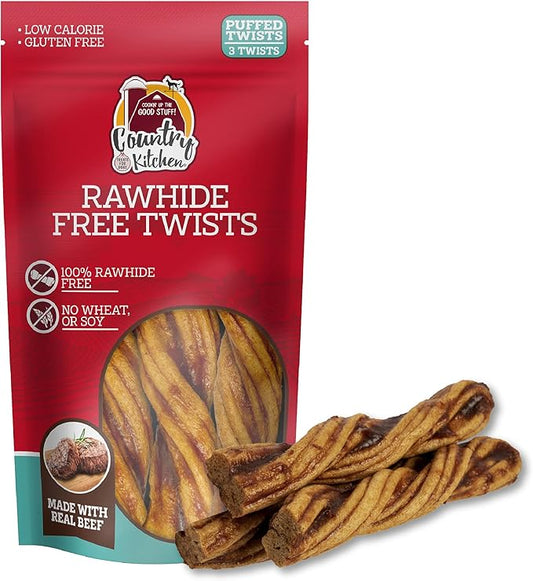Rawhide Free Twists Dog Chews, Made with Real Beef, 3 Count