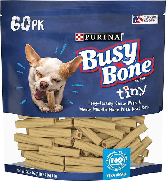 Purina Busy Made in USA Facilities Toy Breed Dog Bones, Tiny 60 ct. Pouches