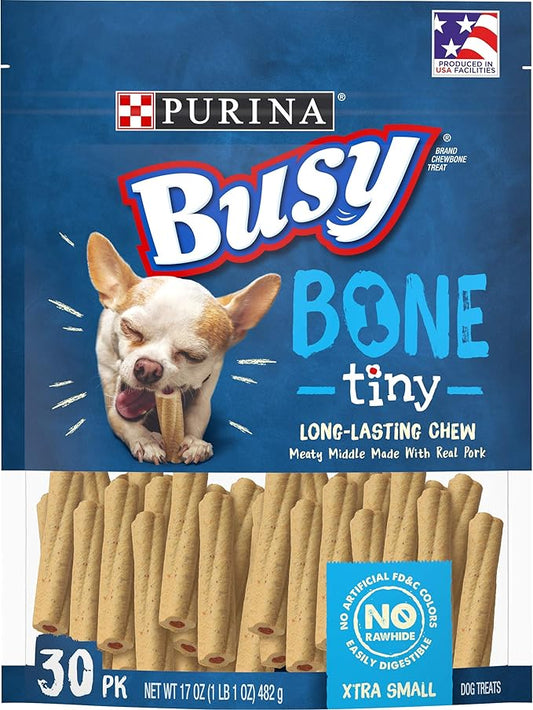Purina Busy Made in USA Facilities Toy Breed Dog Bones, Tiny - 30 ct. Pouche (Pack of 1)