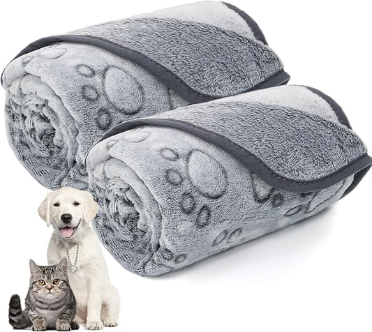 LOKOZ Fleece Blanket for Small Medium Dogs - Washable Puppy Blanket with Cute Paw Print for Bed Couch Protection