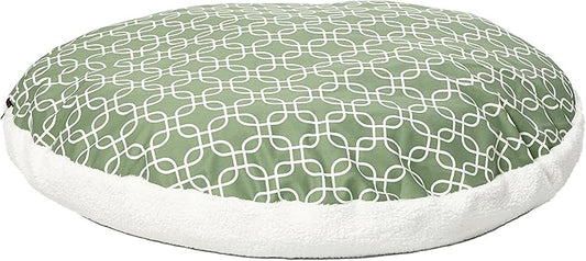 Midwest Homes for Pets PF0048T-FGR Over-Stuffed Dog Bed, Large, 48" Round, Large Dog Breed, Green Geometric Pattern