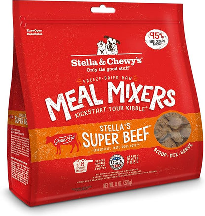 Stella & Chewy's Freeze Dried Raw Super Beef Meal Mixer – Dog Food Topper for Small & Large Breeds – Grain Free, Protein Rich Recipe – 8 oz Bag