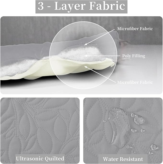 Easy-Going Waterproof Dog Bed Cover Reversible Leak Proof Pet Blanket Replacement Mat for Furniture Washable Couch Cover Sofa Cover for Dogs Cat(30x53 Inch, Light Gray/Ivory)
