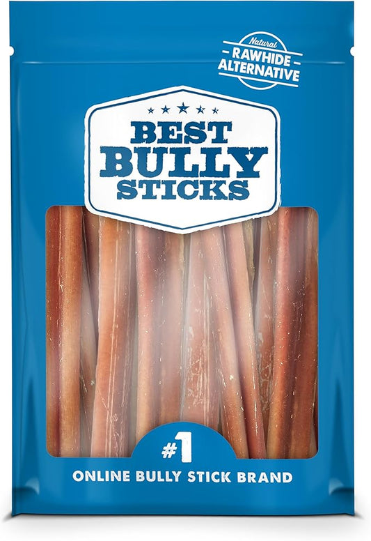 Best Bully Sticks for Dogs, 6 Inch, 8oz Pack - 100% Natural Grass-Fed Beef, Dog Bully Sticks for Medium/Large Dogs, Grain & Rawhide Free Dog Chews