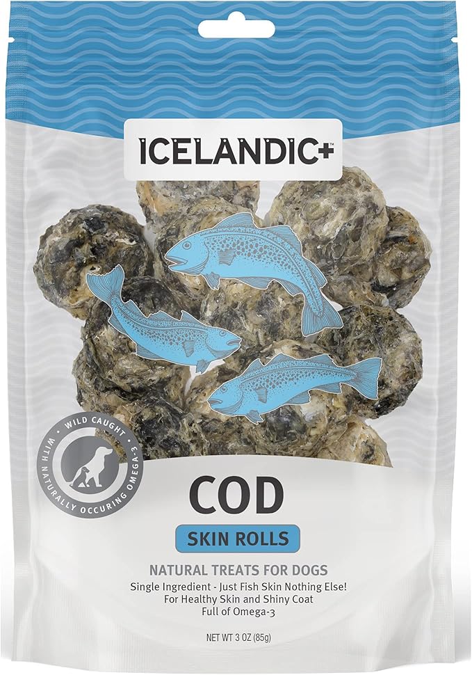 Icelandic+ Cod Skin Rolls Dog Treat 3-oz Bag
