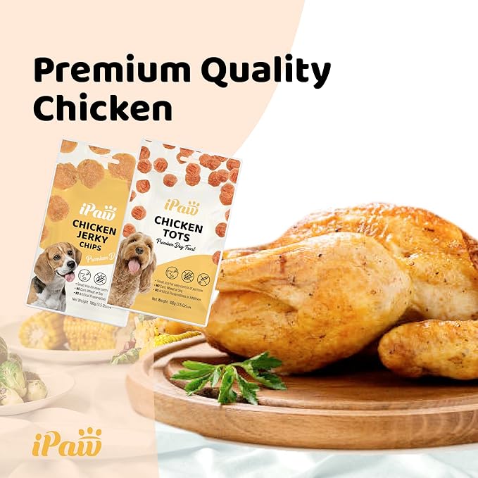 Dog Treats for Puppy Training, All Natural Human Grade Dog Treat, Hypoallergenic, Easy to Digest (Chicken Tots), 3 Packs