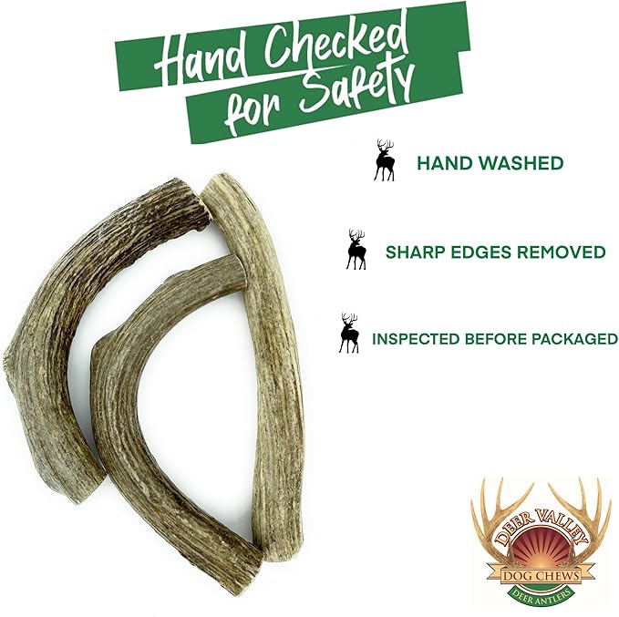 Deer Valley Dog Chews (Giant Single, 8-10 Inches) Sustainably-Sourced Deer Antler for Extra Large Dog Breeds - Durable Dog Chew Bone for Aggressive Chewers