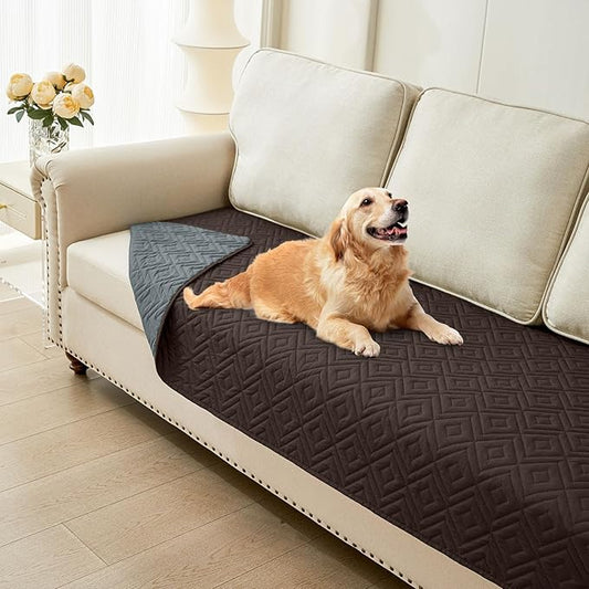 hyha Waterproof Dog Blanket, Soft Pet Bed Blankets, Waterproof Sofa Couch Cover for Dogs Washable, Reversible Pet Couch Covers for Sofa Furniture (30x70 Inch, Chocolate/Dark Grey)