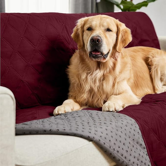 Gorilla Grip 100% Waterproof Dog Blanket, Pet Friendly Sofa Throw Essential for Small Pets, Dogs, Cats, Tear and Slip Resistant Leakproof Couch Cushion Cover for Indoor Furniture, 40x50 Burgundy