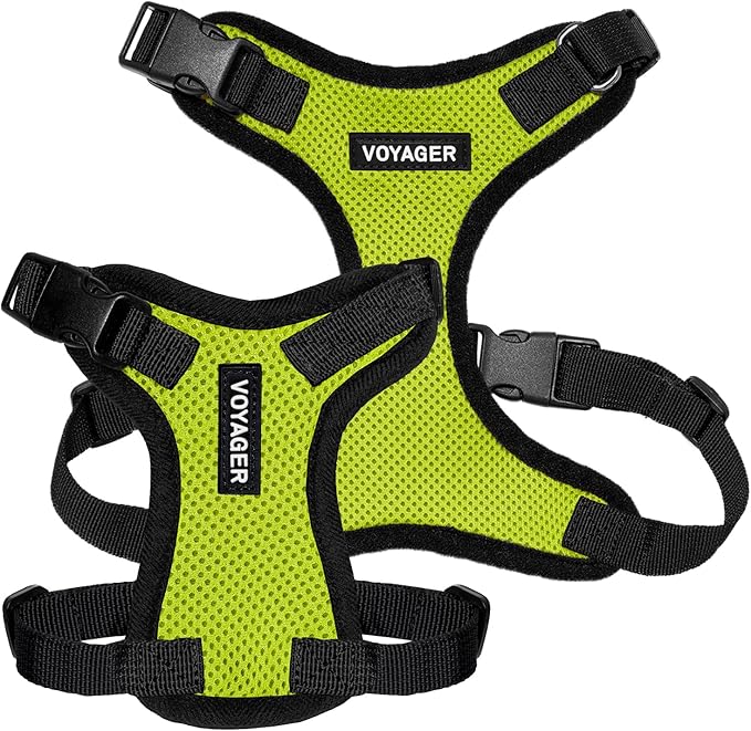 Voyager Step-in Lock Pet Harness - All Weather Mesh, Adjustable Step in Harness for Cats and Dogs by Best Pet Supplies - Lime Green/Black Trim, XL (Pack of 2)