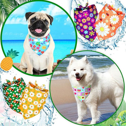 Sadnyy 40 Pcs Summer Spring Dog Bandanas Bulk Flower Hawaiian Triangle Reversible Bandanas for Large Dog Adjustable Pet Kerchief Scarf Washable Cat Scarf for Summer Holiday Pets