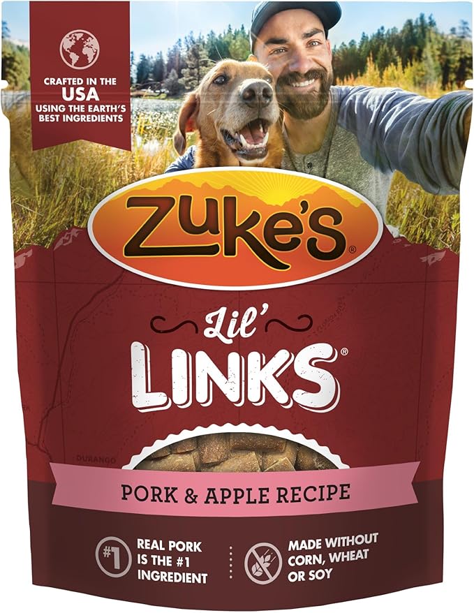 Zuke’s Lil’ Links Dog Treats for Dogs of All Sizes, Snacking Sausage Treats for Dogs, Pet Treats made with Real Pork & Apple, 6 oz. Resealable Pouch - 6 oz. Bag
