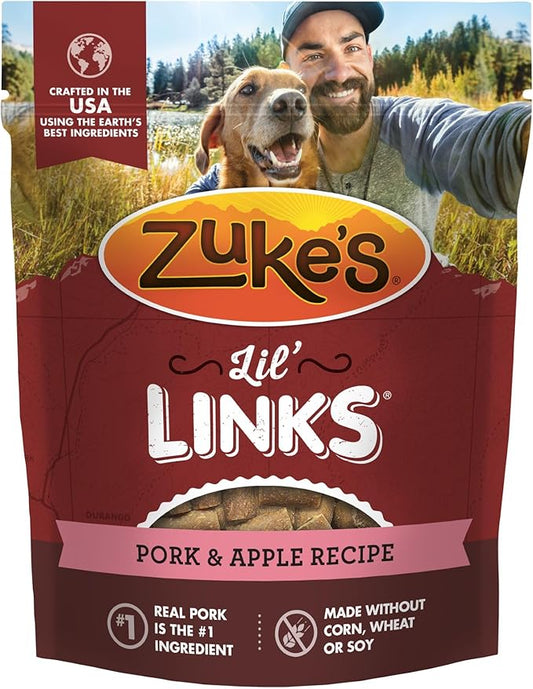 Zuke’s Lil’ Links Dog Treats for Dogs of All Sizes, Snacking Sausage Treats for Dogs, Pet Treats made with Real Pork & Apple, 6 oz. Resealable Pouch - 6 oz. Bag