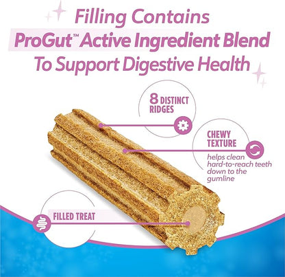 Dentalife Plus Digestive Support Dog Treats for Small and Medium Dogs 20-40 lbs., Cleans Teeth, Freshens Breath, & Supports Healthy Gut, Chicken & Pumpkin Flavor, 6 oz., 8 Chews - 6 oz. Pouch