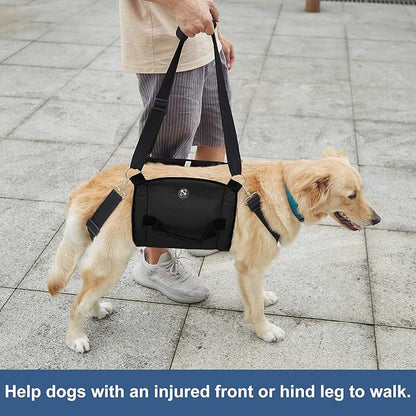 Dog Carry Sling, Emergency Backpack Pet Legs Support & Rehabilitation Dog Lift Harness for Nail Trimming, Dog Carrier for Senior Dogs Joint Injuries, Arthritis, Up and Down Stairs(XL, Black)