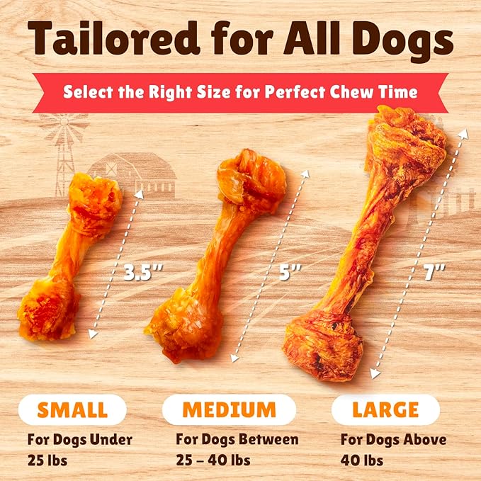 Gootoe Turkey Tendon Dog Treats, Bone (L) 1 lb, 100% USA Sourced Turkey, Natural Snack, Premium Puppy Chews, Hypoallergenic, Rawhide Free, Reseal Value Bag, Size for Large Dogs