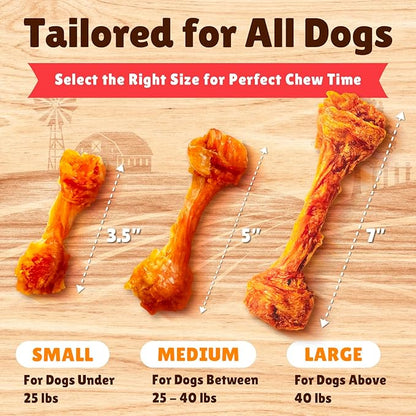 Gootoe Turkey Tendon Dog Treats, Bone (L) 1 lb, 100% USA Sourced Turkey, Natural Snack, Premium Puppy Chews, Hypoallergenic, Rawhide Free, Reseal Value Bag, Size for Large Dogs