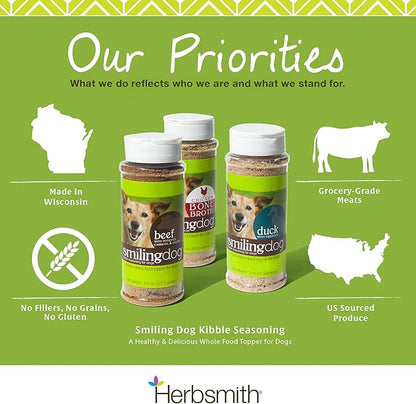 Herbsmith Kibble Seasoning – DIY Raw Coated Kibble Mixer - Dog Food Topper for Picky Eaters [Bundle of Beef, Duck, Chicken, Beef Bone Broth, Chicken Bone Broth, Rabbit, Turkey, Salmon, And Whitefish]