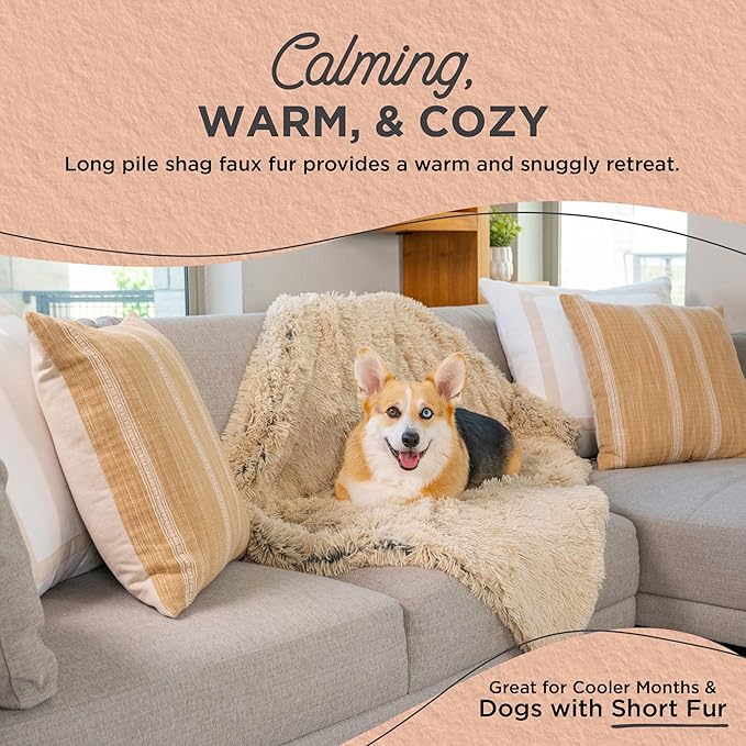 Best Friends by Sheri Calming Shag Dog Blanket, Taupe, 30" x 40"