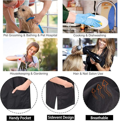 Noverlife Short Sleeves Pet Grooming Work Clothes with Full Zipper, XL Size, Splash Proof Anti-Static Pet Beautician Smock, Dog Cat Groomer Cosmetologist Uniforms for Pet Shop Men Women