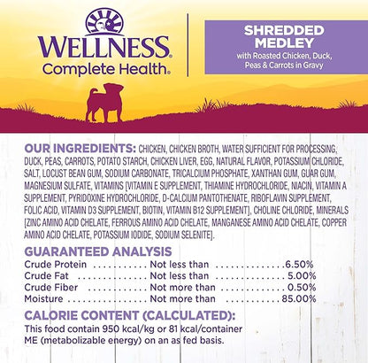 Wellness Petite Entrées Shredded Medley with Roasted Chicken, Duck, Peas & Carrots, 3-Ounce Cup (Pack of 12)