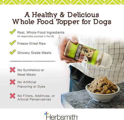 Herbsmith Kibble Seasoning – DIY Raw Coated Kibble Mixer - Dog Food Topper for Picky Eaters [Bundle of Beef, Duck, Chicken, Beef Bone Broth, Chicken Bone Broth, Rabbit, Turkey, Salmon, And Whitefish]
