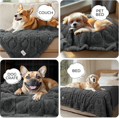 Luciphia Small Dog Blanket Washable Pet Bed Cover Soft Fluffy Puppy Blanket with Premium Fleece Cozy Calming Cat Blankets for Indoor Cats Grey 57x40 inch