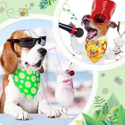 Sadnyy 40 Pcs Summer Spring Dog Bandanas Bulk for Dogs Flower Hawaiian Triangle Reversible Dog Bibs Adjustable Pet Kerchief Scarf Washable Cat Scarf for Summer Holiday Pets