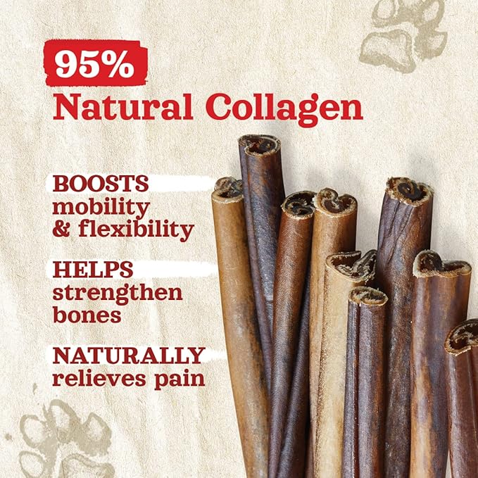 Natural Farm Collagen Dog Chews (3-5”, 10 Units), Odor-Free Long Lasting Bully Sticks & Rawhide Alternative Dog Treats, 95% Collagen Low Fat, High Protein Best Dental Dog Treats – Small & Medium Dogs