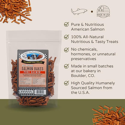Salmon Bakes: Pure Salmon Dog Treats - All Natural Treats for Dogs. Vet Approved, Limited Ingredient, Grain Free, Healthy & Nutritious Treats for Dogs (Salmon, 8oz)