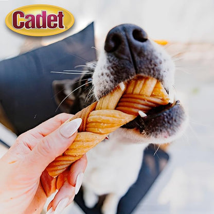 Cadet Chewalicious Chewy 'N Crunchy Braid Dog Treats, Limited Ingredient Rawhide-Free Dog Chews, Long-Lasting Made with Real Chicken, 3 Count (Pack of 1)