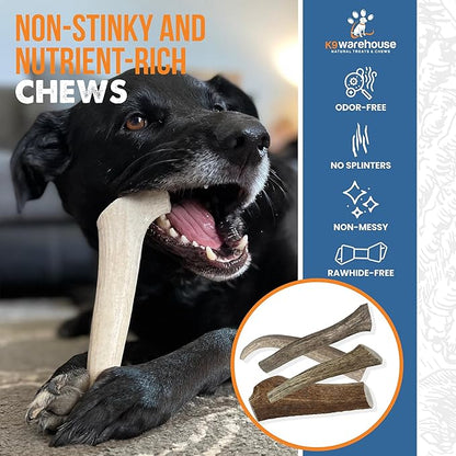 Elk Antlers for Dogs - Made in USA, Natural, Long-Lasting Dog Antler Chews - Split Antlers for Aggressive Chewers - Deer Antler Chew Bones for Small, Medium, Large & Extra Big Dogs