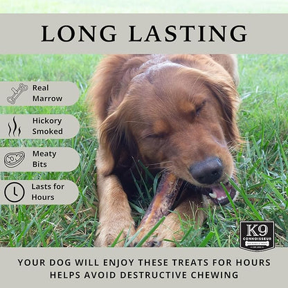K9 Connoisseur Natural Dog Bones for Dogs Long Lasting & Large Dog Bones for Aggressive Chewers Breeds- Knuckle Bone Marrow Dog Bones Rawhide Free Dog Treats for Medium Dogs Made in USA Only (3 Pack)