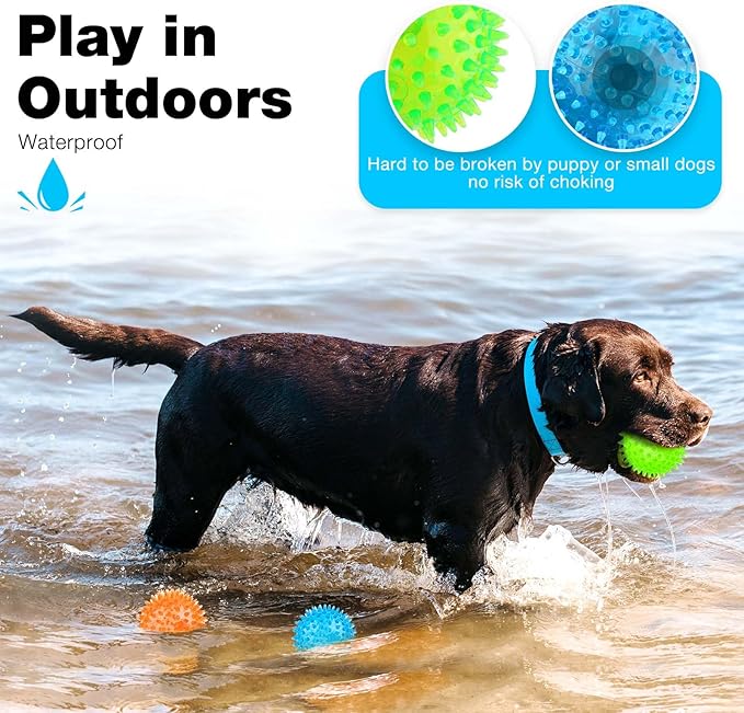 Puppy Toy 2.5” Squeaky Dog Balls Toys and Spikey Dog Ball for Aggressive Chewers for Small Dogs Dog Balls for Clean Teeth and Training （6 Pack