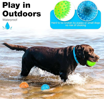 Puppy Toy 2.5” Squeaky Dog Balls Toys and Spikey Dog Ball for Aggressive Chewers for Small Dogs Dog Balls for Clean Teeth and Training （6 Pack