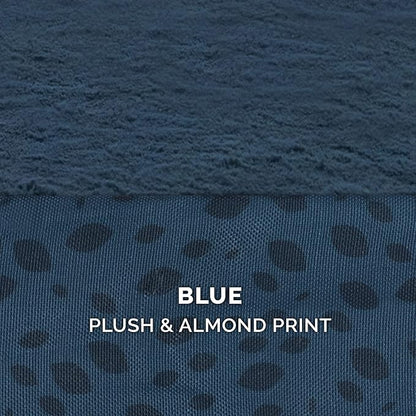 Furhaven Memory Foam Dog Bed for Large Dogs w/ Removable Bolsters & Washable Cover, For Dogs Up to 125 lbs - Plush & Almond Print L Shaped Chaise - Blue Almonds, Jumbo Plus/XXL