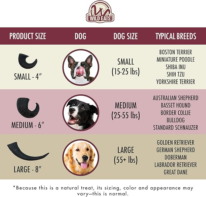 Water Buffalo Horn No Hide Dog Bones & Dog Chews (All Natural, Single Source Protein, GrainFree Dog Treat, Long Lasting Dog Chews & Dog Bones for Aggressive Chewers) 4 Pack, Medium-Horn