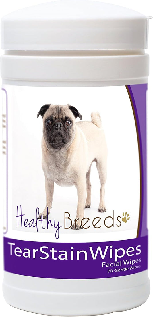 Healthy Breeds Pug Tear Stain Wipes 70 Count