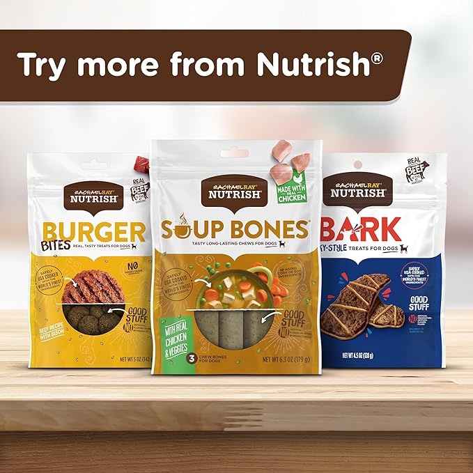 Nutrish Rachael Ray Soup Bones Minis Dog Chews with Real Chicken & Veggies, 16 Chews, 12.6 oz (Pack of 6)
