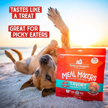 Stella & Chewy's Freeze Dried Raw Savory Salmon & Cod Meal Mixer – Dog Food Topper for Small & Large Breeds – Grain Free, Protein Rich Recipe – 18 oz Bag