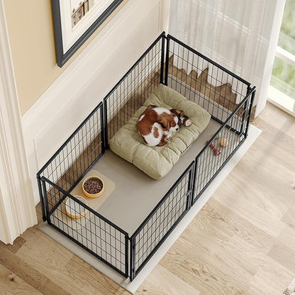 Ball & Cast 48" Large Dog Cage with Top,Heavy Duty Metal Wire Kennel for Medium Dogs & Puppies,Indoor/Outdoor Pet Playpen with Easy Assembly,Living Room & Apartment Dog Fence,Black