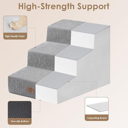 EHEYCIGA Dog Stairs for Small Dog 15.7”H, 3-Step Slope Dog Stairs for Couch and Sofa, Pet Steps with Non-Slip Bottom, Low Ramp and Larger Step Area