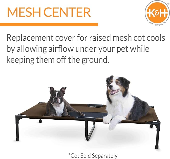 K&H Pet Products Elevated Cooling Outdoor Dog Bed Portable Raised Dog Cot Replacement Cover Only Chocolate/Black Mesh X-Large 50 X 32 Inches (Cot NOT Included)