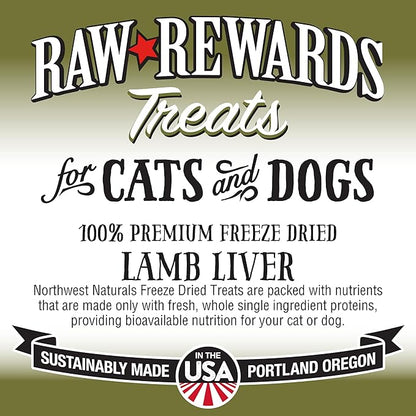 Northwest Naturals Raw Rewards Freeze-Dried Lamb Liver Treats for Dogs and Cats - Bite-Sized Pieces - Healthy, 1 Ingredient, Human Grade Pet Food, All Natural - 3 Oz (Pack of 3)