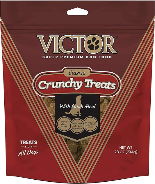Victor Super Premium Dog Food – Classic Crunchy Dog Treats with Lamb Meal – Gluten-Free Treats for Small, Medium and Large Breed Dogs, 28oz