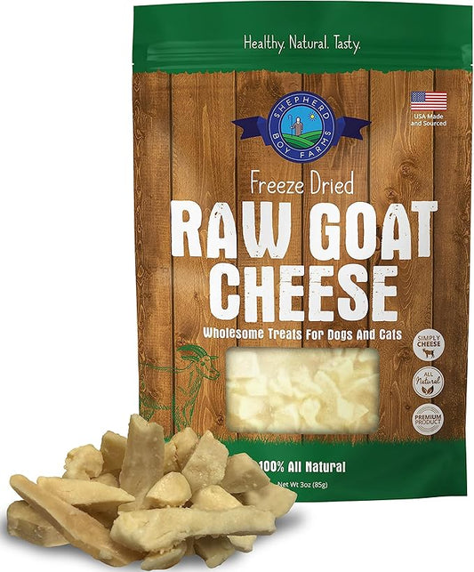 Freeze Dried Dog and Cat Treats, Goat Cheese, All Natural Single Ingredient Freeze-Dried Dog Treat & Dog Snacks, Made in USA, High Protein, Essential Nutrition of Raw Dog Food, 3oz